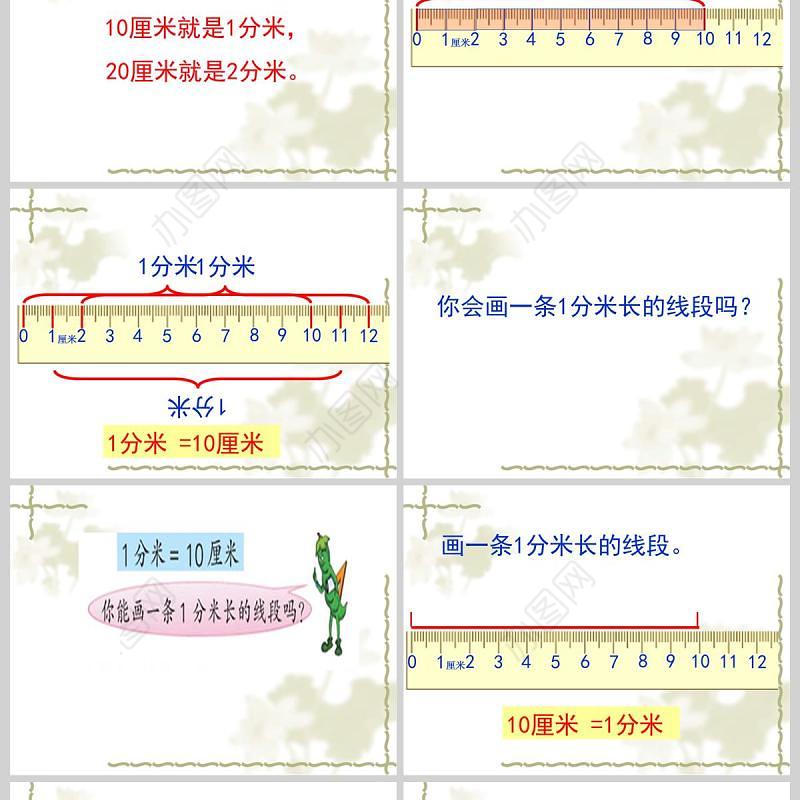  苏教版二年级数学课件下册认识分米和毫米PPT模板