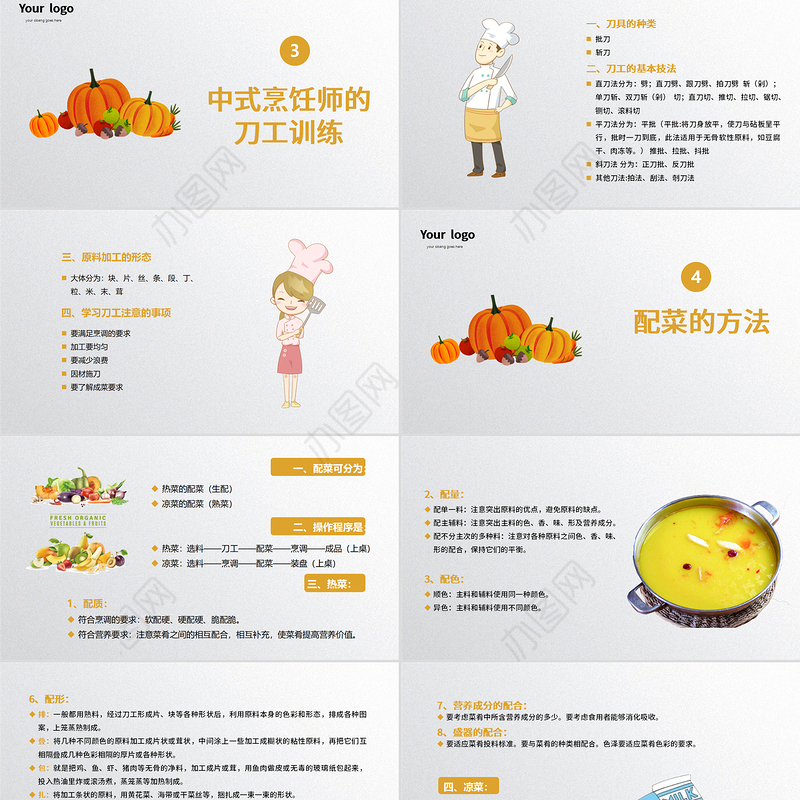 简约中式烹调师技能分享厨师培训入门培训课件PPT模板