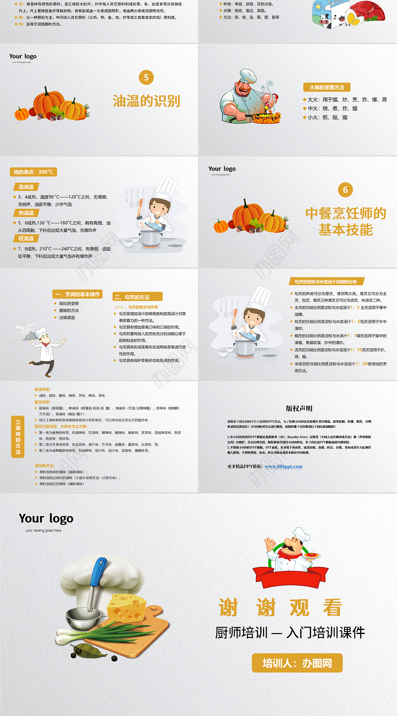 简约中式烹调师技能分享厨师培训入门培训课件PPT模板