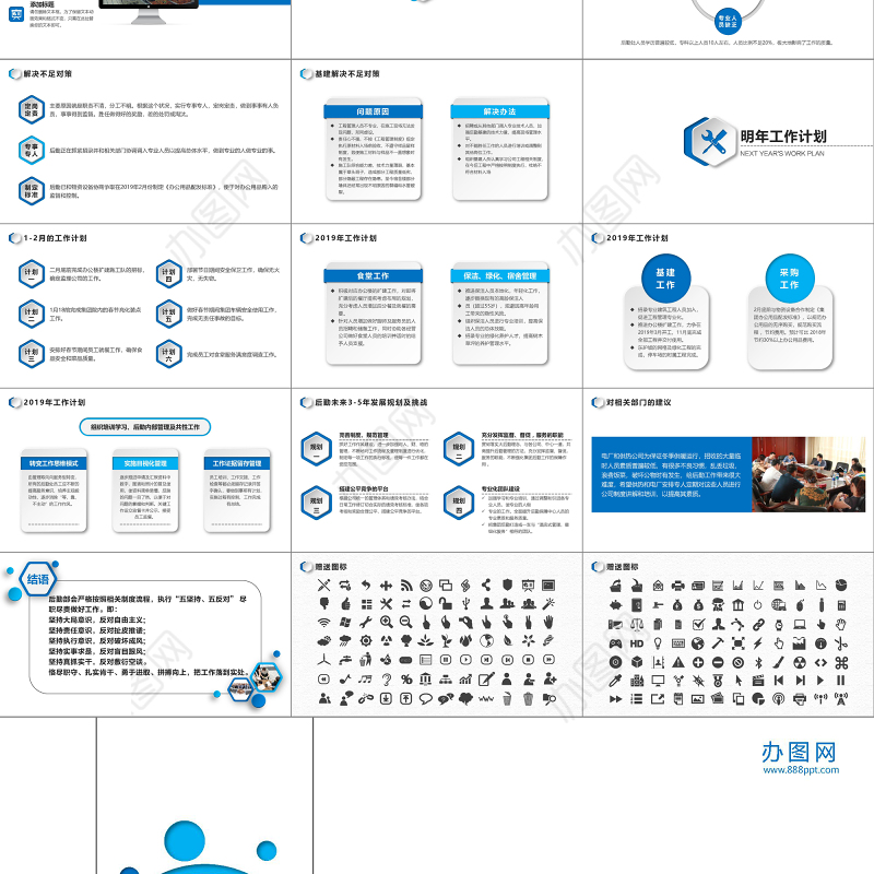 后勤管理后勤处新年计划年终总结PPT模板
