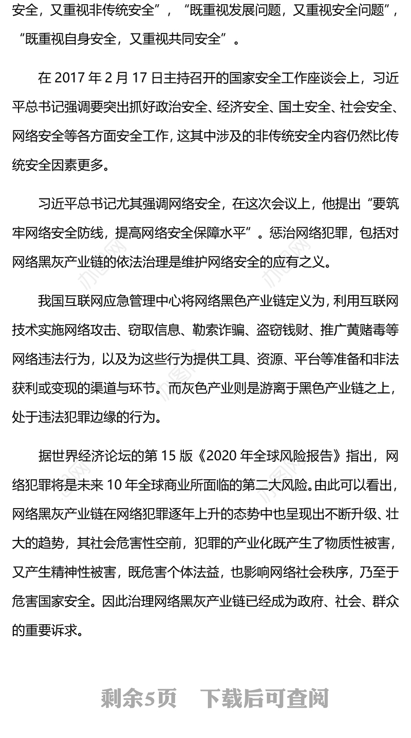 2023总体国家安全观视域下网络黑灰产业链的治理PPT课件(讲稿)
