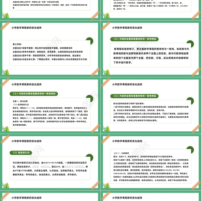 2022《义务教育教学新课程标准》的变化与解读PPT绿色卡通风小学数学课程的变化课件模板