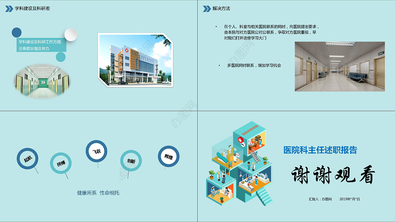 医护人员医科主任医院工作述职报告工作总结动态PPT模板