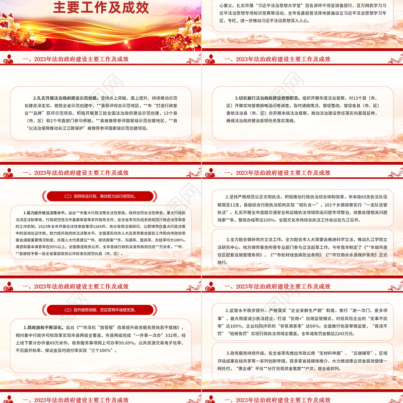 法治政府建设情况报告PPT精美简洁机关单位工作总结计划模板