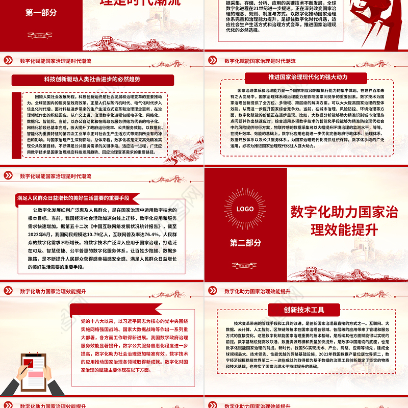 2023以数字化提升国家治理效能ppt大气党政风加快建设数字中国的重要部署基层党员党组织党员培训党课课件