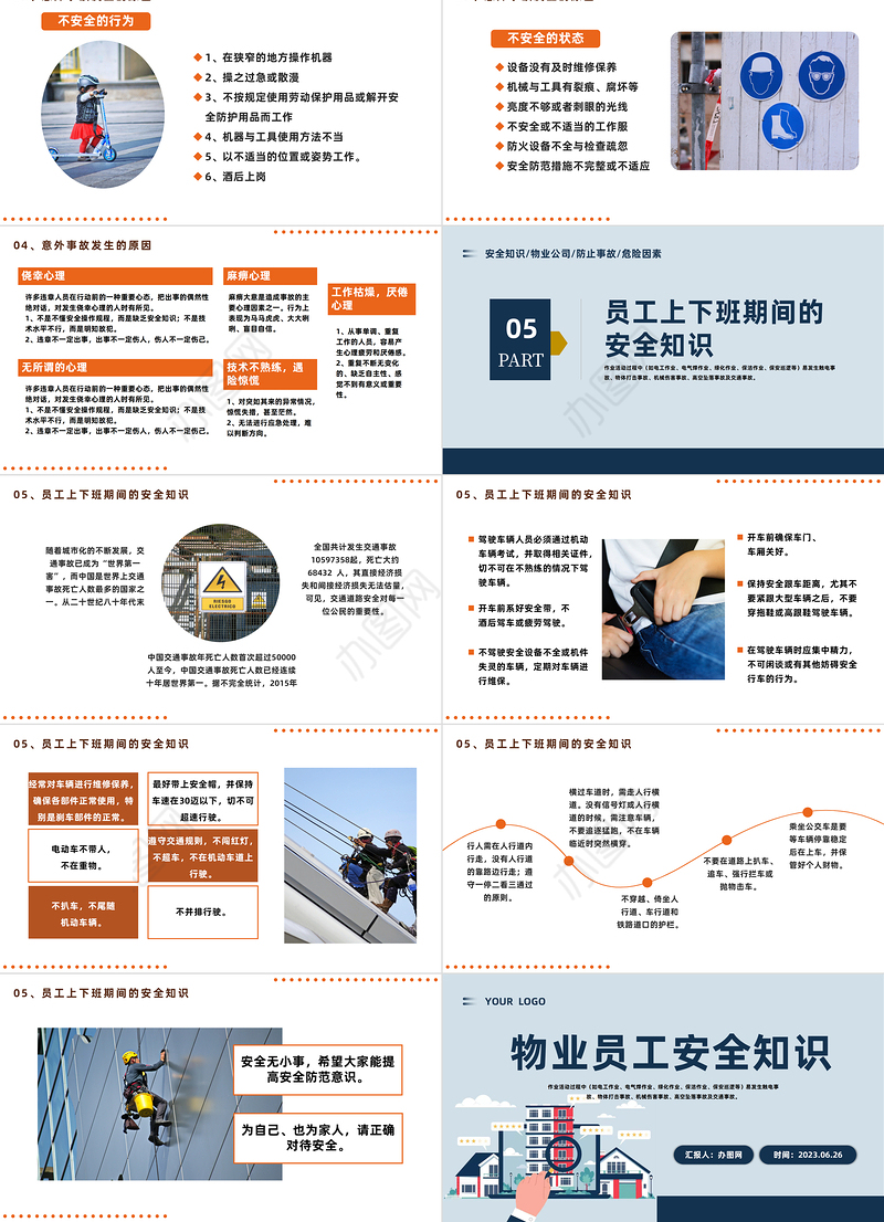 2023物业员工安全知识PPT简约商务风物业行业安全生产培训专题课件模板下载