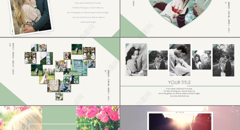 欧美花纹简约婚庆PPT模板