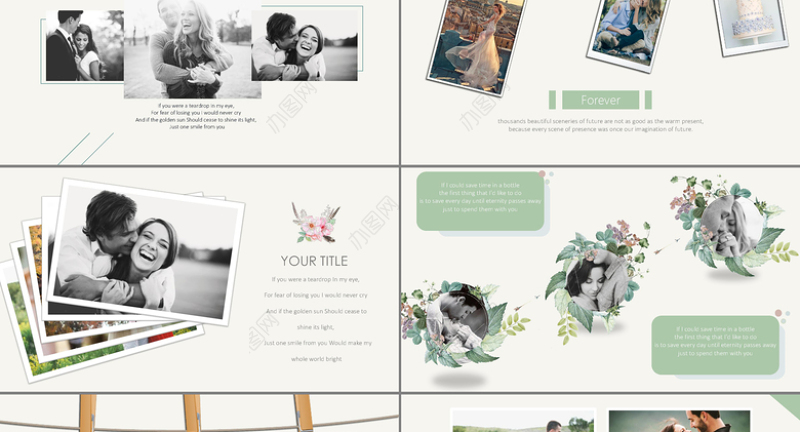 欧美花纹简约婚庆PPT模板