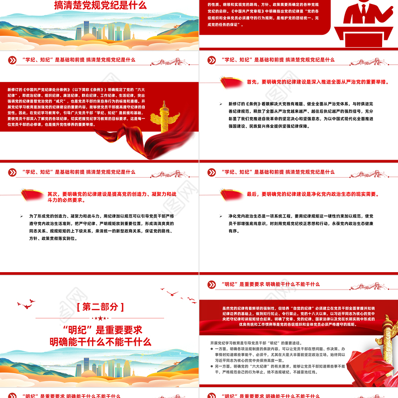 党员干部切实做到学纪知纪明纪守纪PPT简约风全党开展党纪学习教育工作课件模板