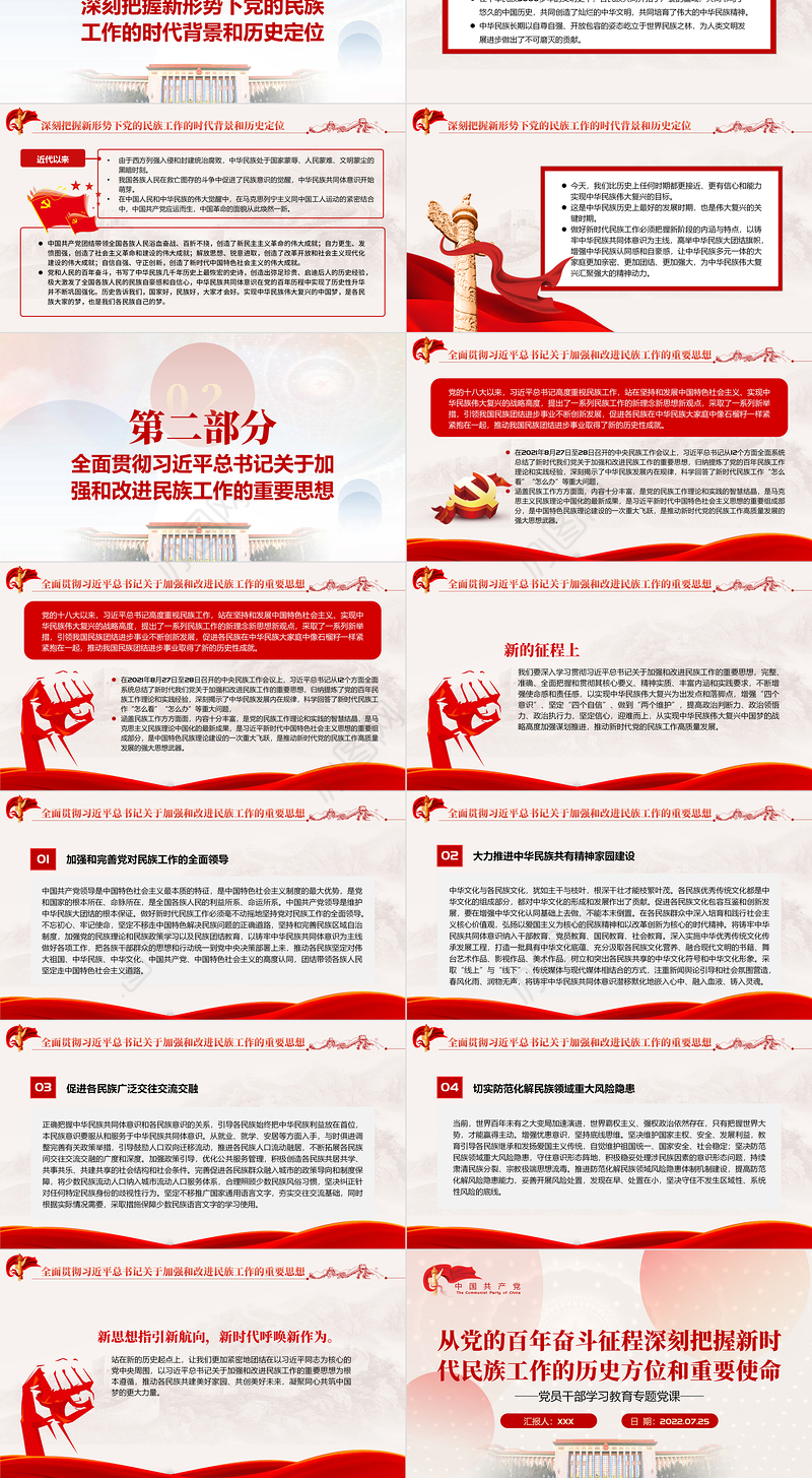 从党的百年奋斗征程深刻把握新时代民族工作的历史方位和重要使命PPT党政风党员干部学习教育专题党课