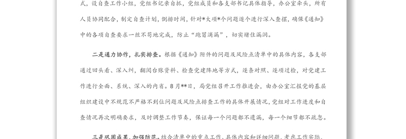 党的基层组织建设中不规范不严格不到位问题自查报告