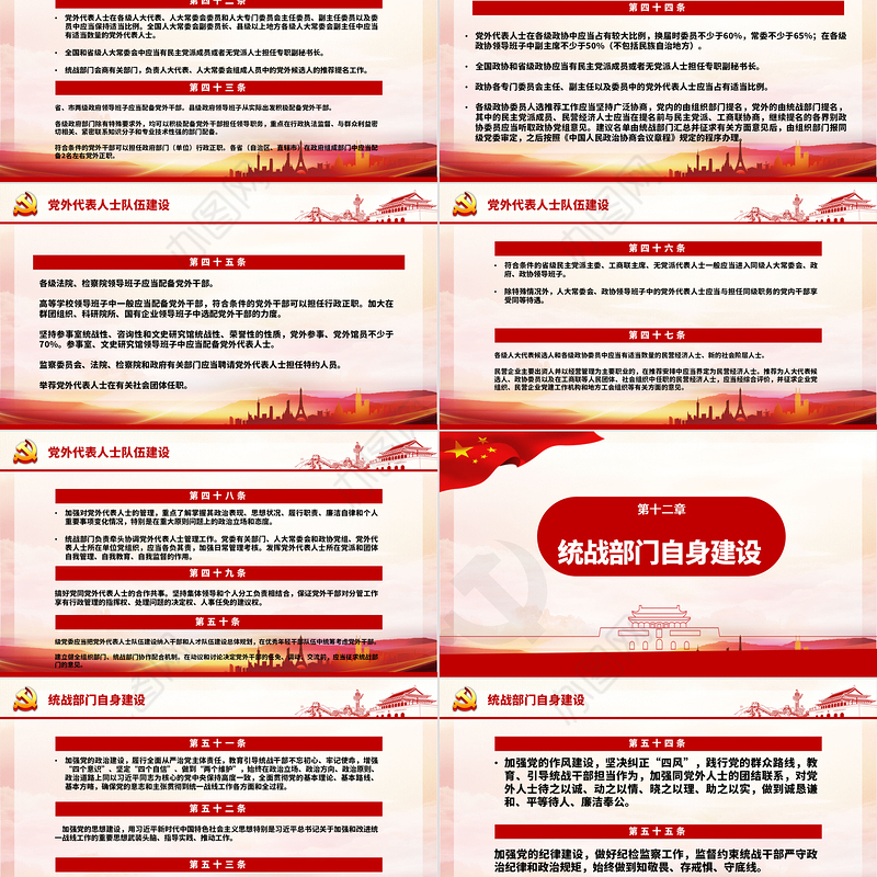 红色简约大气党政风认真遵照执行统一战线工作条则ppt