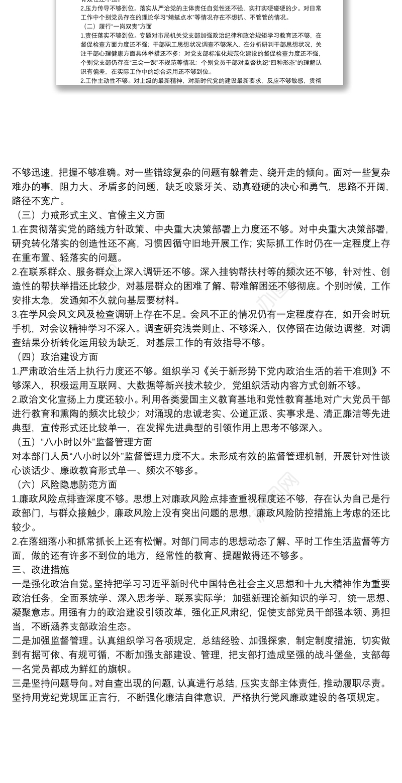 X党支部落实全面从严治党责任汇报