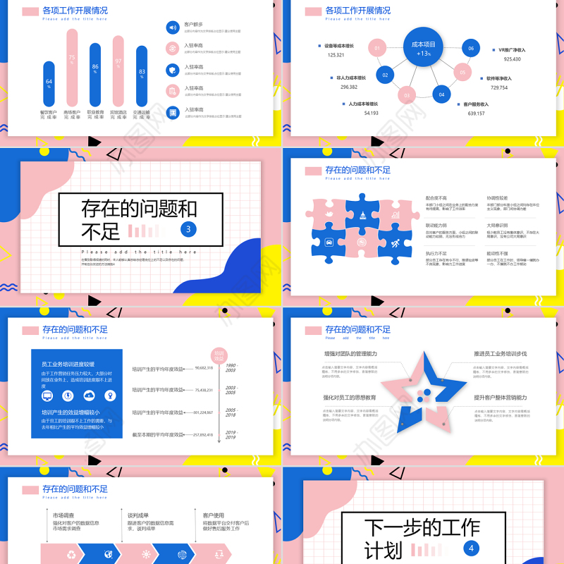孟菲斯风格互联网行业述职报告PPT模板