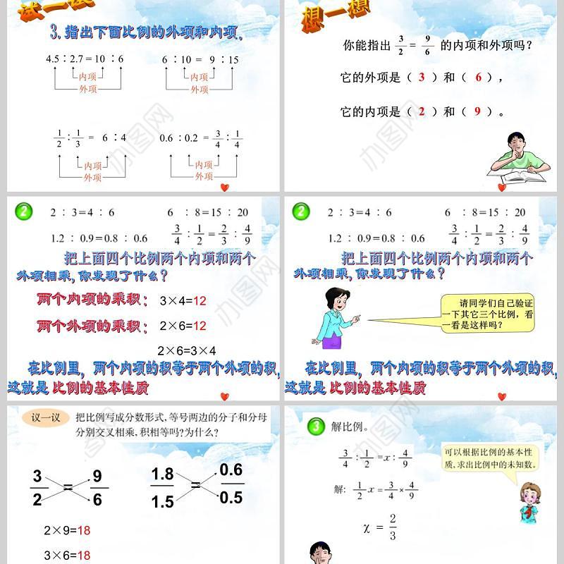  比例的意义和基本性质数学课件PPT模板