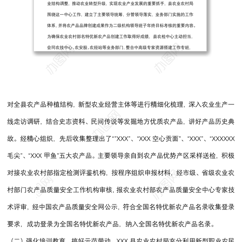 X县名特优新农产品创建典型案例
