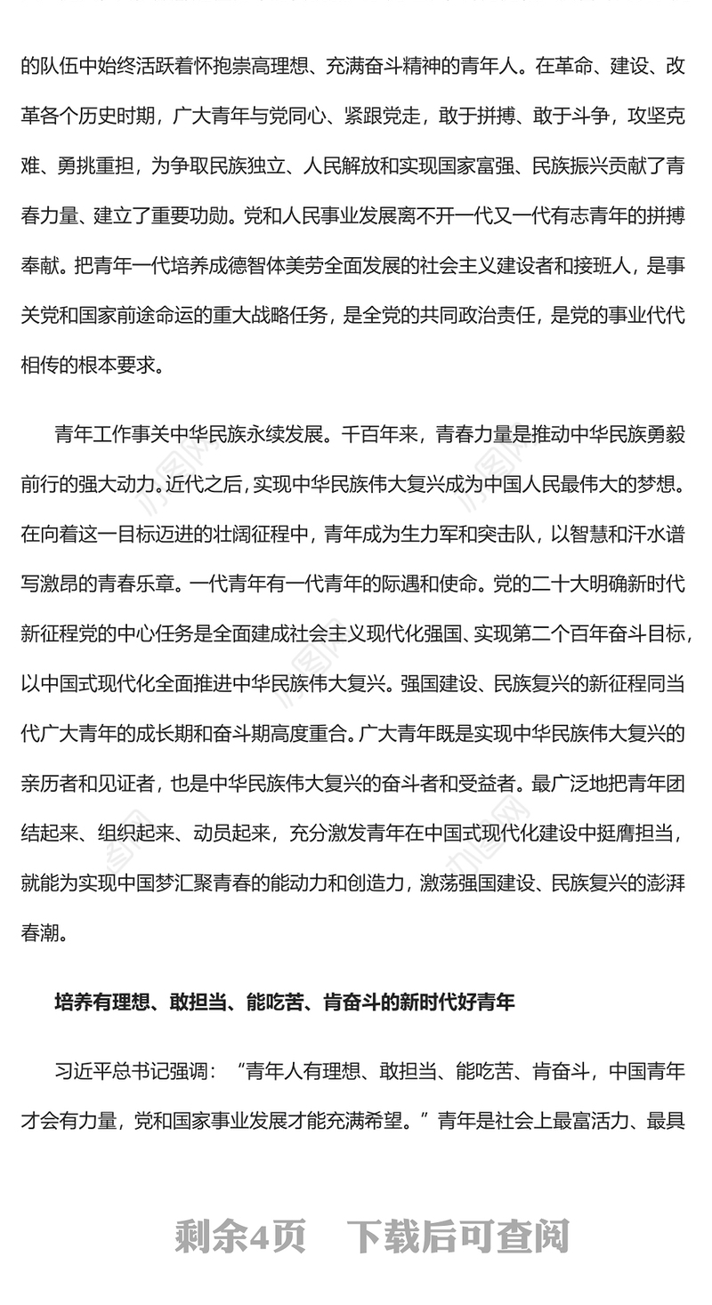 2023让青春在强国建设、民族复兴新征程上绽放光彩PPT大气精美风党员干部学习教育专题党课课件(讲稿)