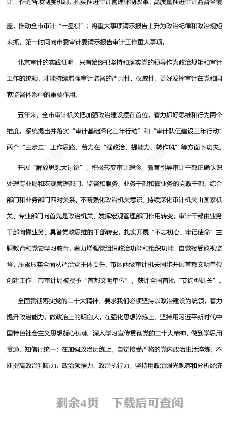 2023建设堪当重任的审计干部队伍PPT大气精美风党员干部学习教育专题党课课件模板(讲稿)