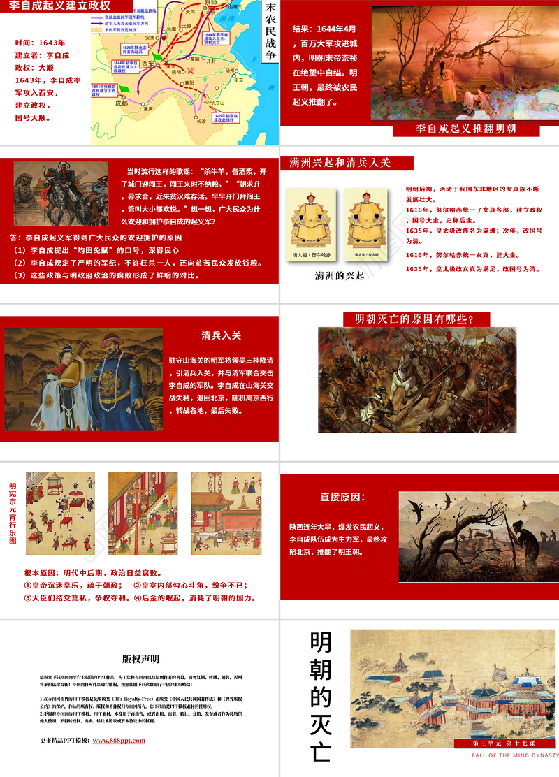 七年级下册历史课件明朝的灭亡PPT模板