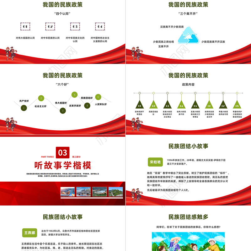 2022石榴花开别样红籽籽同心一家亲PPT民族团结一家亲主题班会课件模板