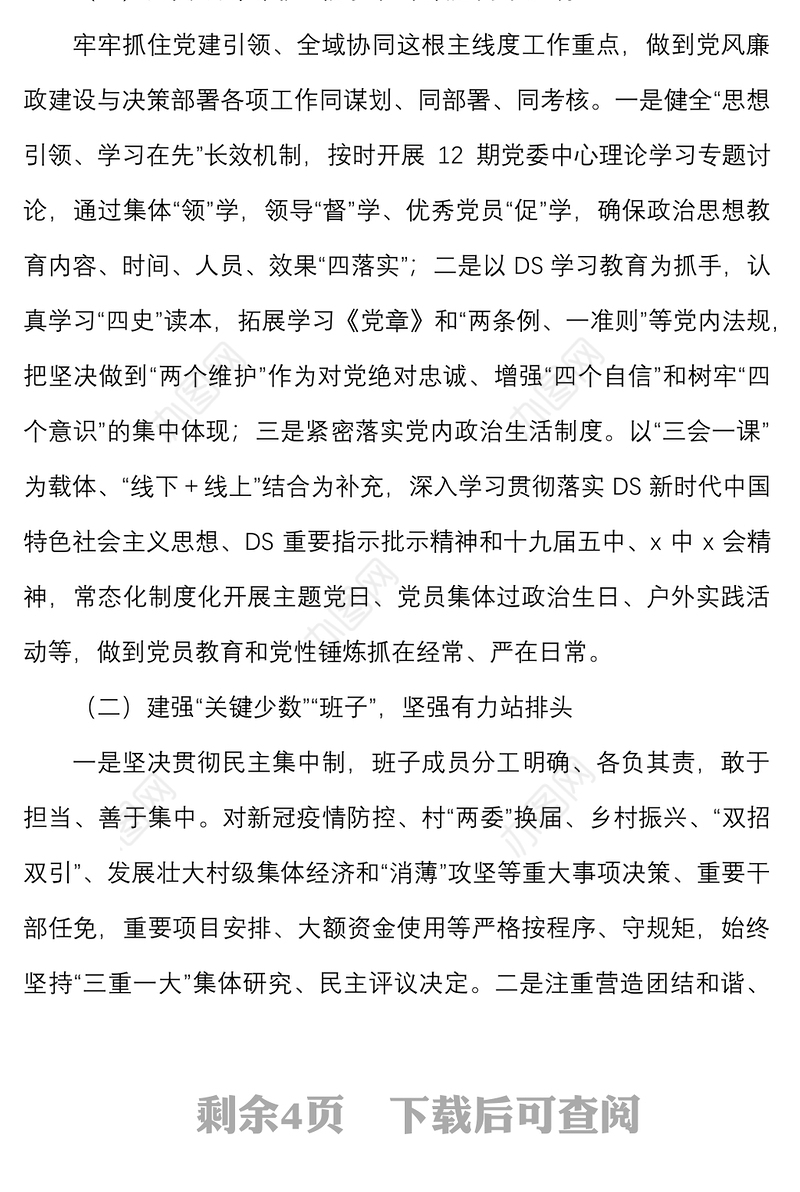 乡镇党风廉政建设和反腐败工作汇报范文工作总结报告