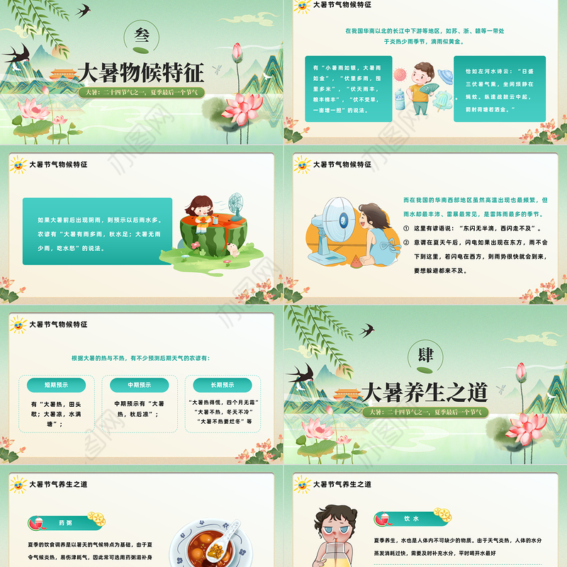 2023二十四节气之大暑PPT中国风中国传统节气二十四节气之大暑专题课件模板