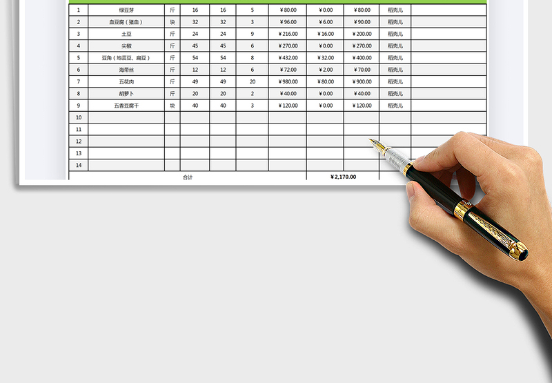 2021年蔬菜采购单-采购管理