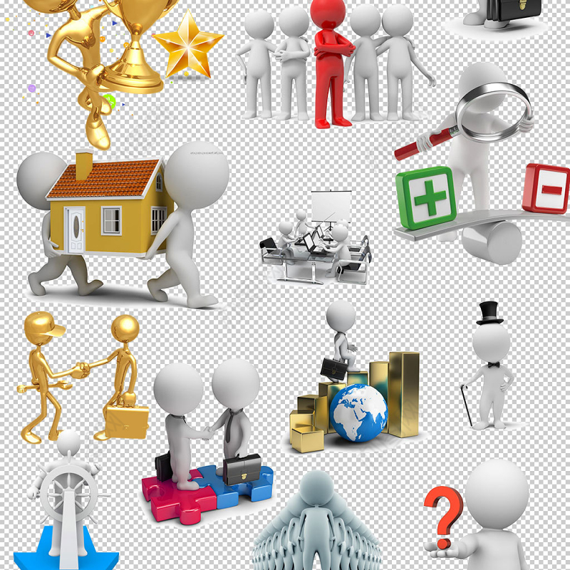 3D商务立体小人设计海报素材