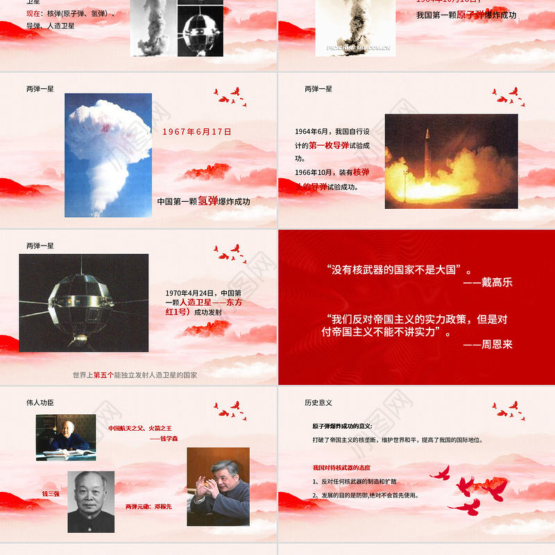 简洁党建风两弹一星精神专题党课PPT