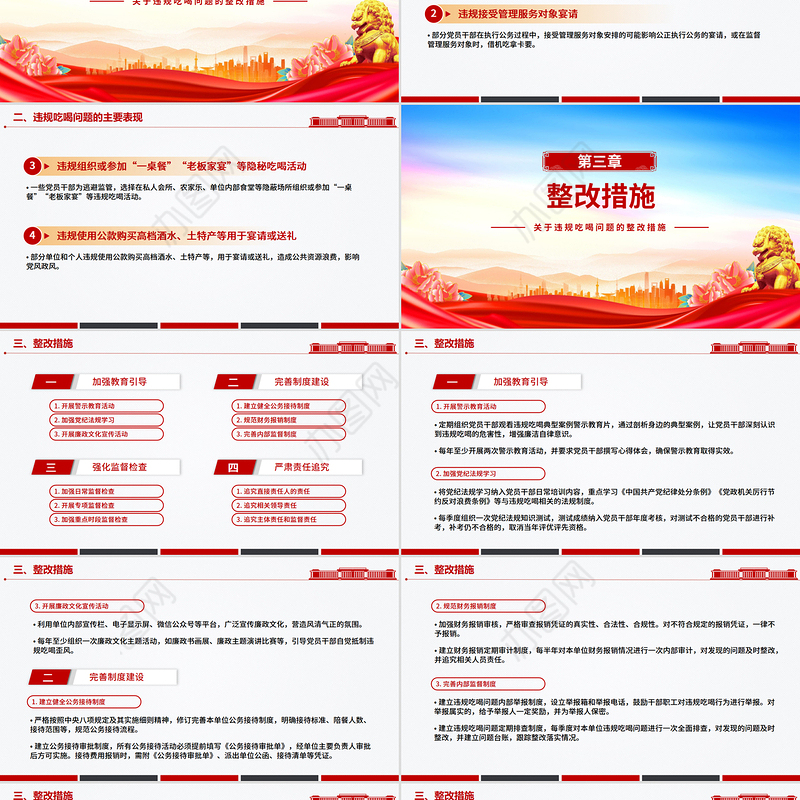 简洁实用关于违规吃喝问题的整改措施PPT模板