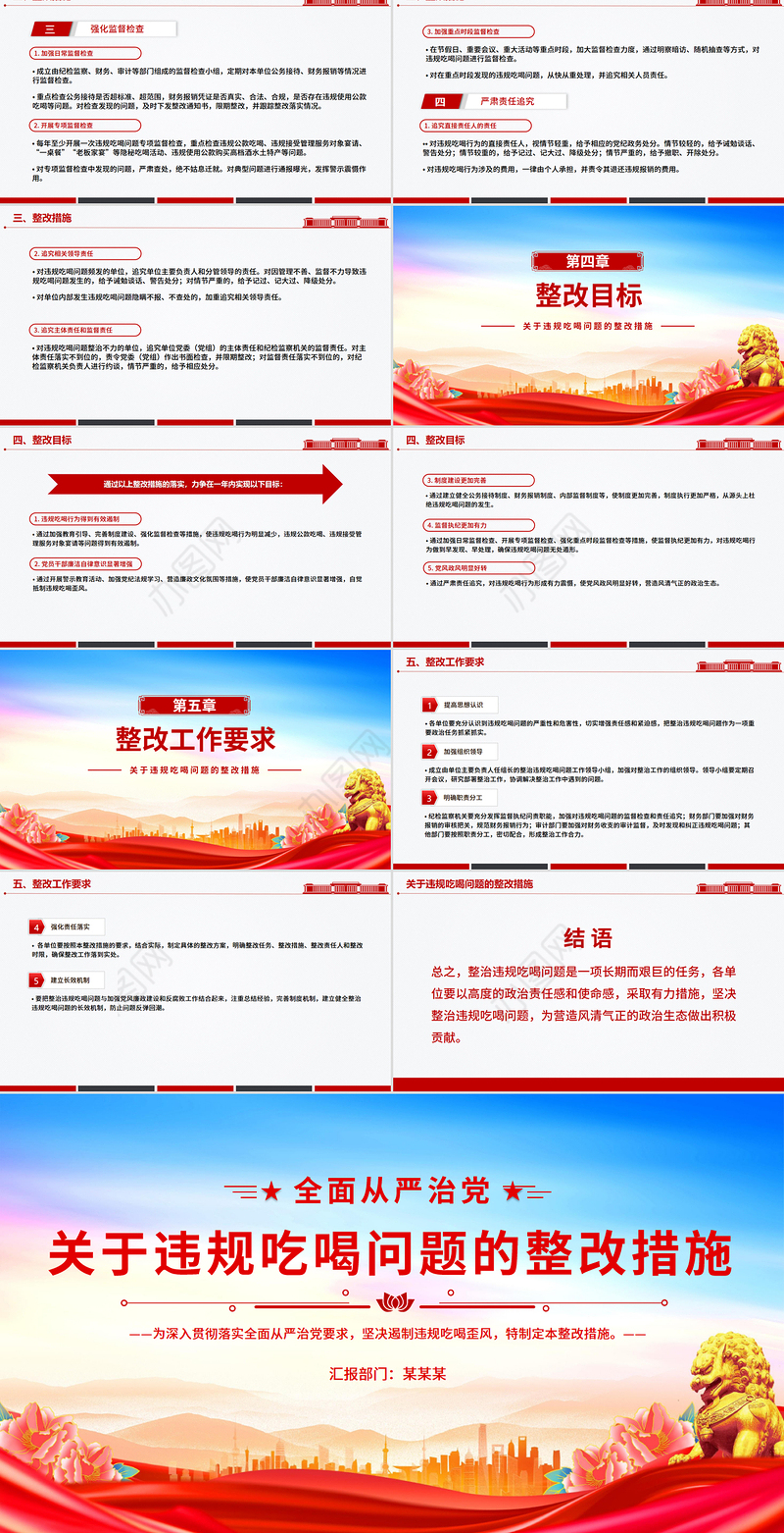 简洁实用关于违规吃喝问题的整改措施PPT模板