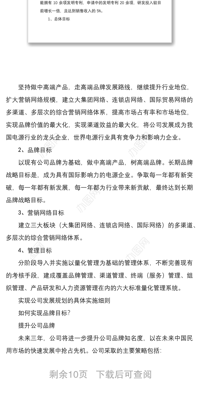 公司的未来战略规划及发展目标