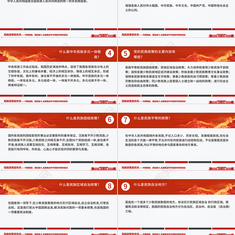 精美大气民族政策宣传月PPT全面推进中华民族共同体建设微党课