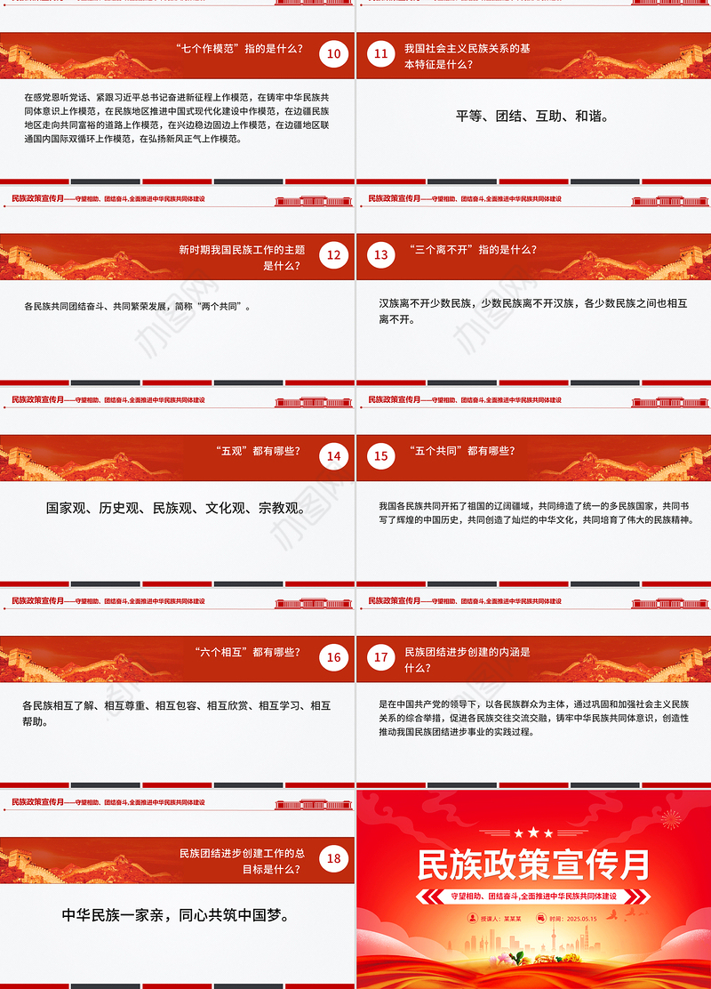 精美大气民族政策宣传月PPT全面推进中华民族共同体建设微党课