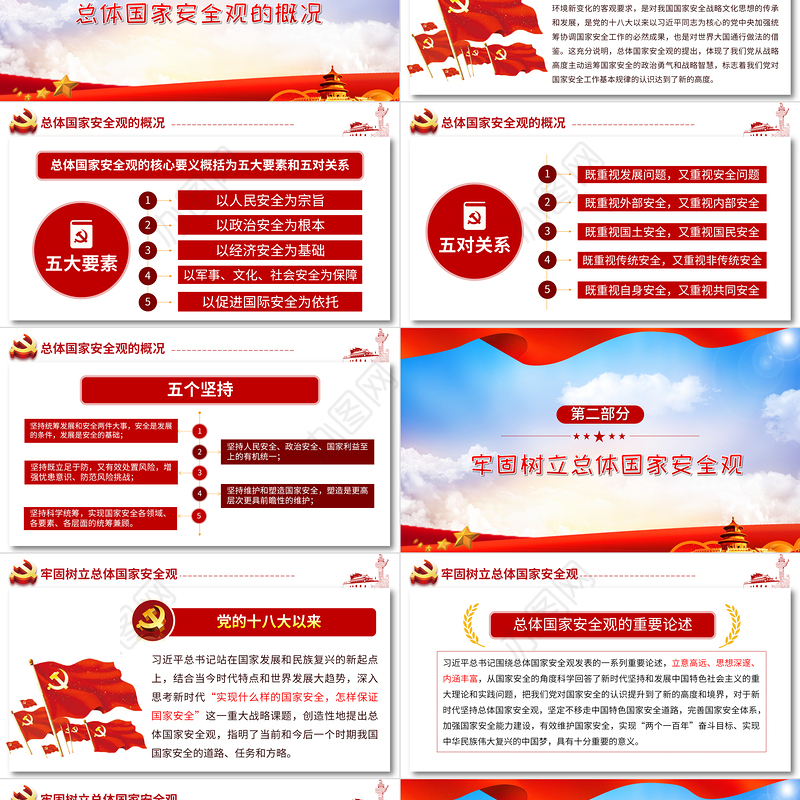 2021坚持总体国家安全观做好新时代国家安全工作PPT红色党政风全民国家安全教育党课课件下载