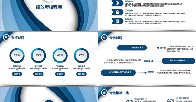 2019渐变蓝色条纹商务风绩效管理培训薪酬模版PPT