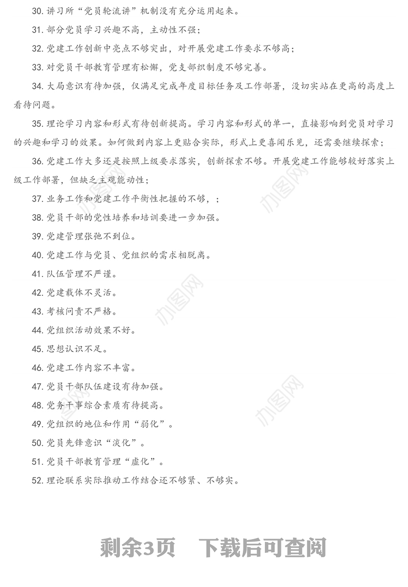 党建问题自查清单（100例）