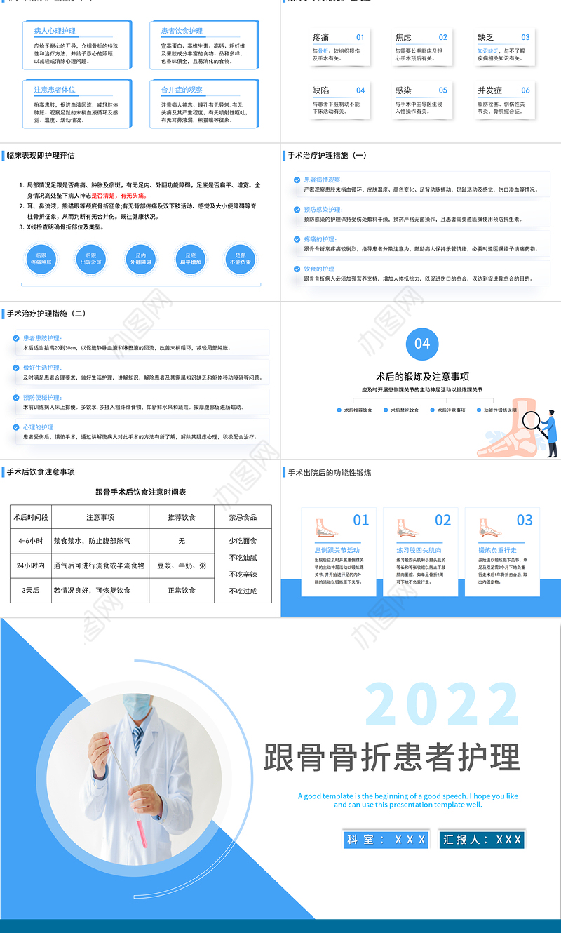 2022跟骨骨折患者介绍及护理PPT医疗商务风医学护理通用PPT
