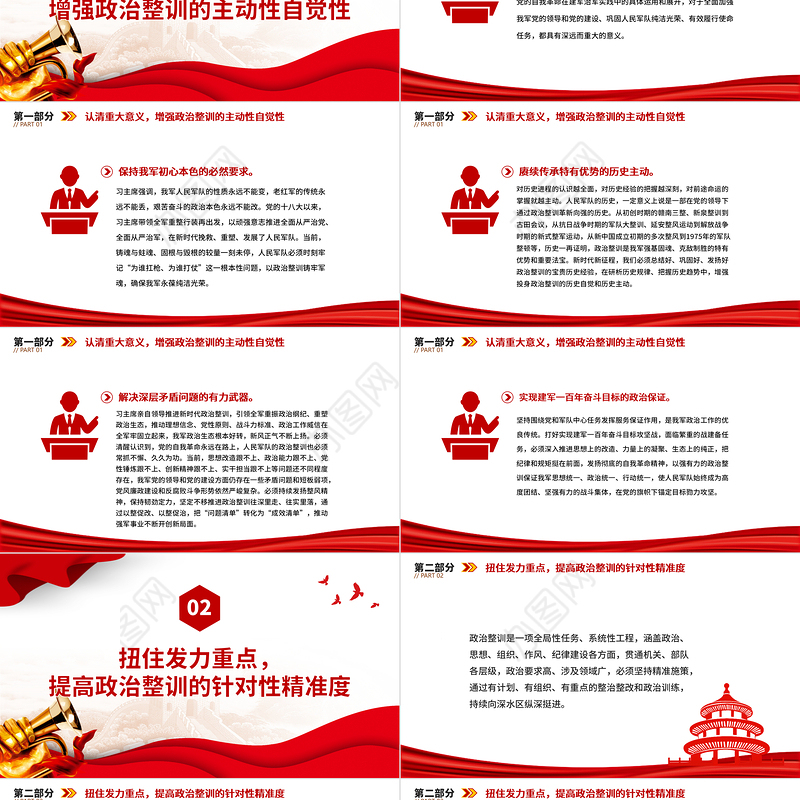 推进政治整训走深走实PPT党政风坚定不移推进军队政治整训课件