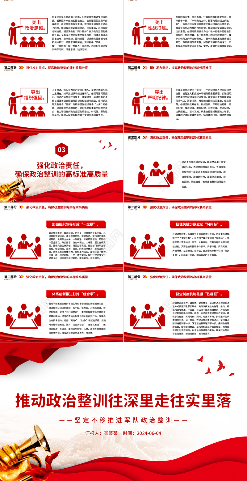 推进政治整训走深走实PPT党政风坚定不移推进军队政治整训课件