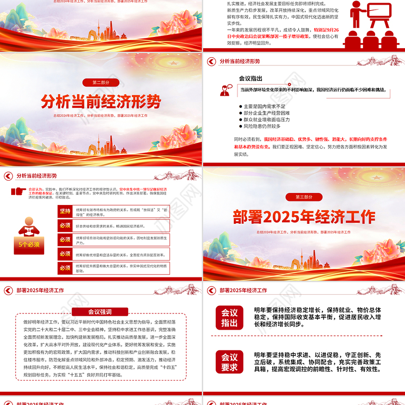 2025中央经济工作会议PPT大气华美总结2024年经济工作部署2025年经济工作课件