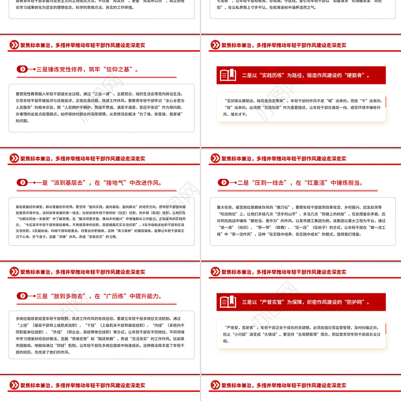 红色简洁强化年轻干部作风建设培养过硬合格接班人PPT微党课