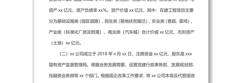 公司实体化改革“一企一策”方案