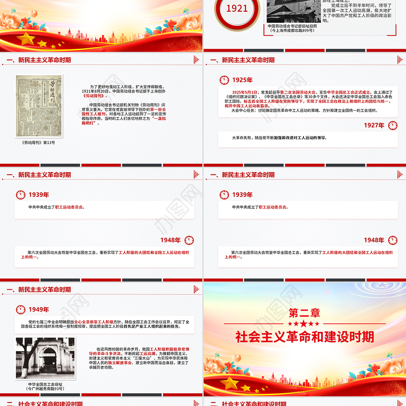 庆祝中华全国总工会成立100周年PPT回顾百年工运史汲取奋进力量课件下载