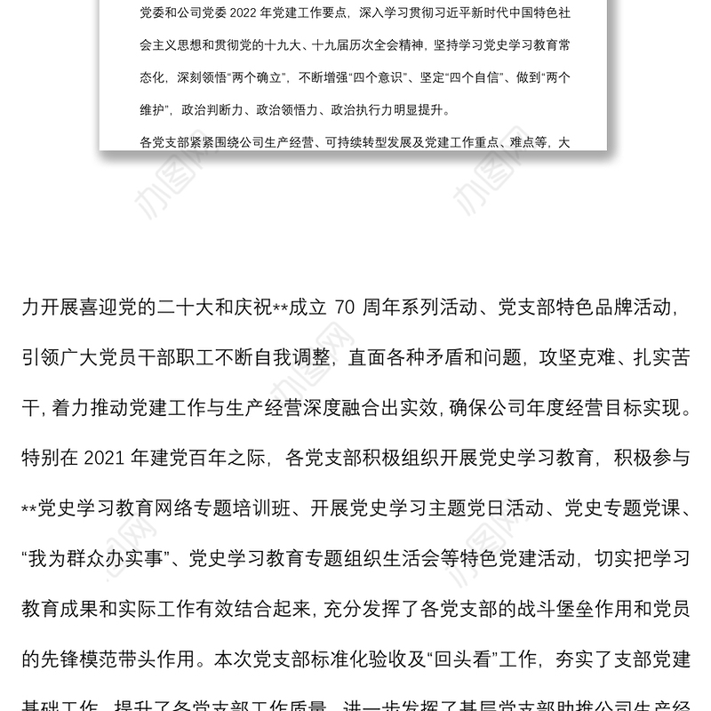 公司2022年党支部标准化建设工作总结