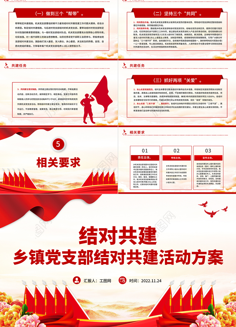 2022结对共建PPT简洁实用乡镇党支部结对共建活动方案党建专题课件