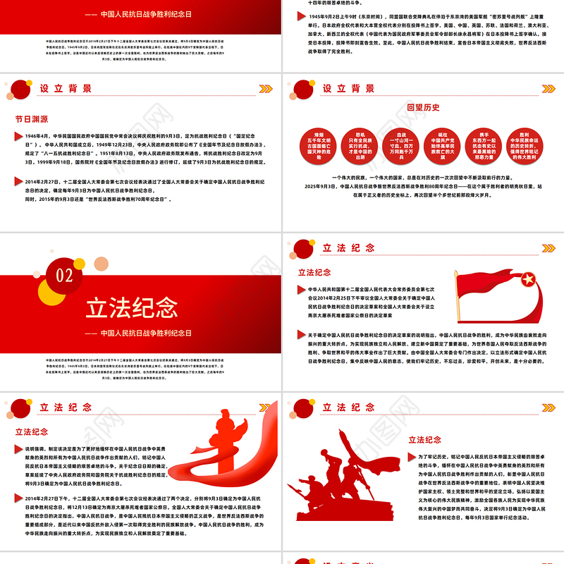 2025纪念抗战胜利80周年PPT大气简洁风中国人民抗日战争胜利纪念日课件模板