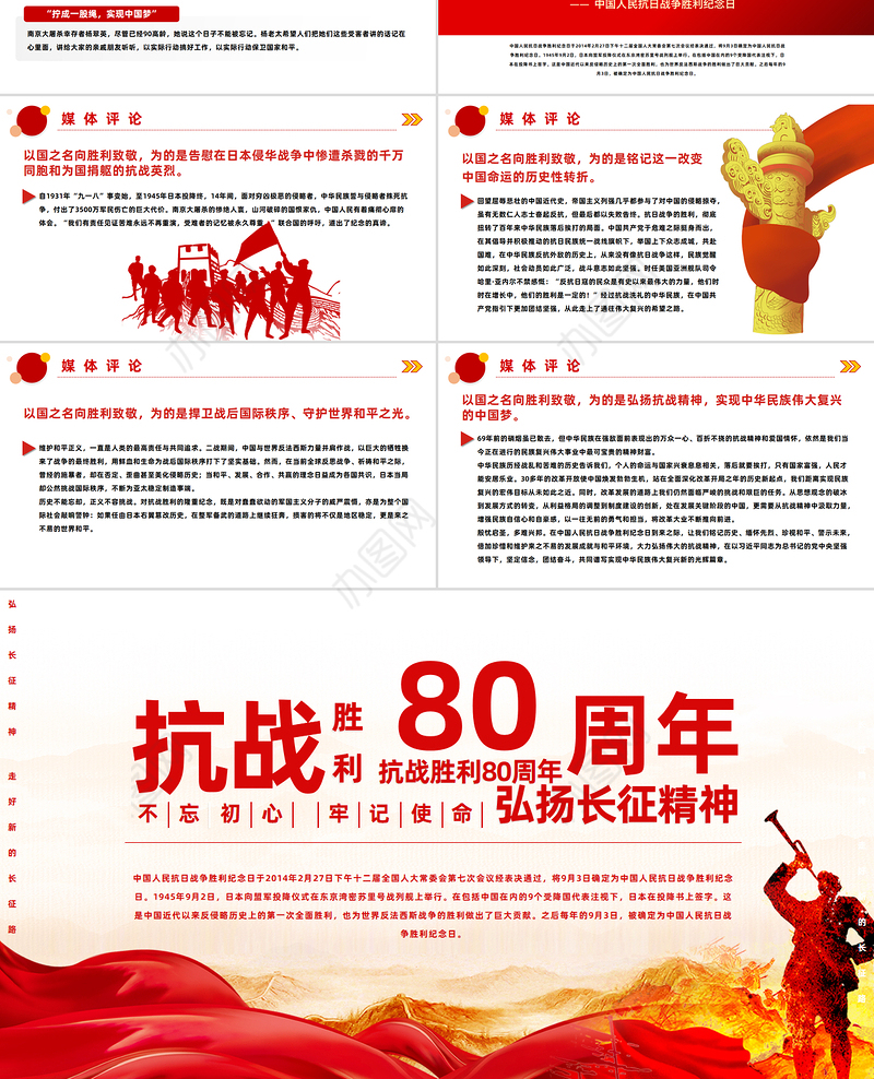 2025纪念抗战胜利80周年PPT大气简洁风中国人民抗日战争胜利纪念日课件模板