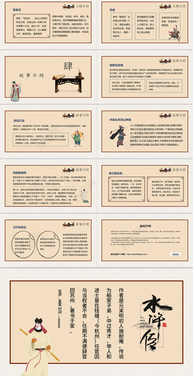 中国文学四大名著水浒传人物故事介绍动态名著PPT