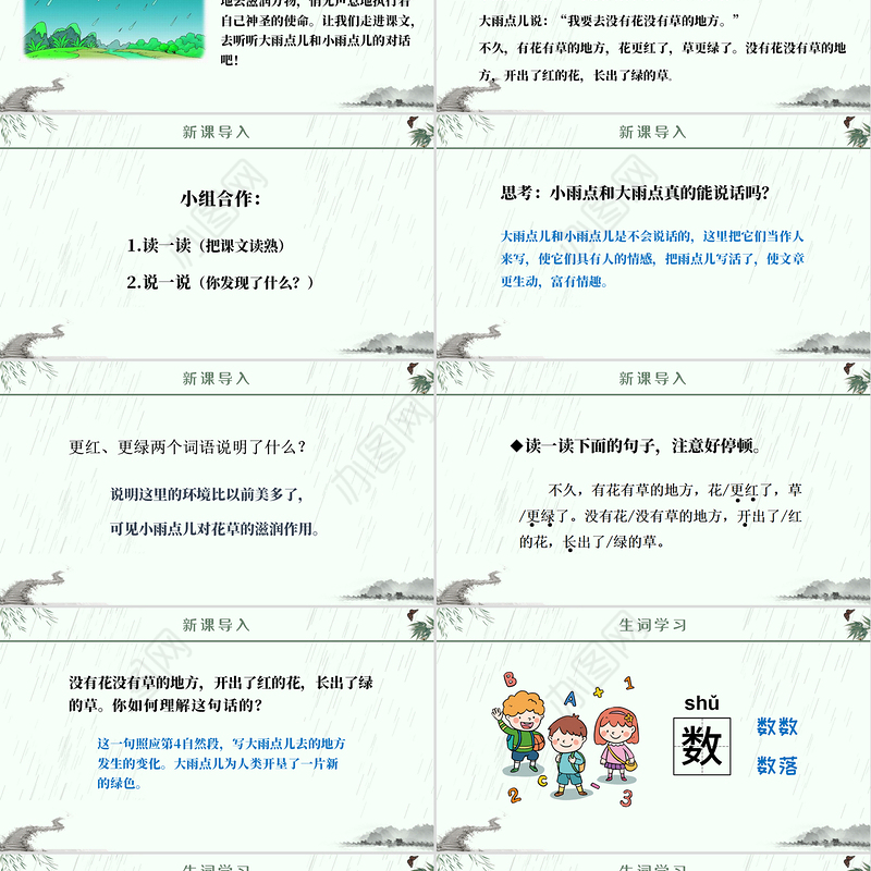 人教版小学一年级语文上册第五章课文：第八课——雨点儿（含配套教案）课件PPT